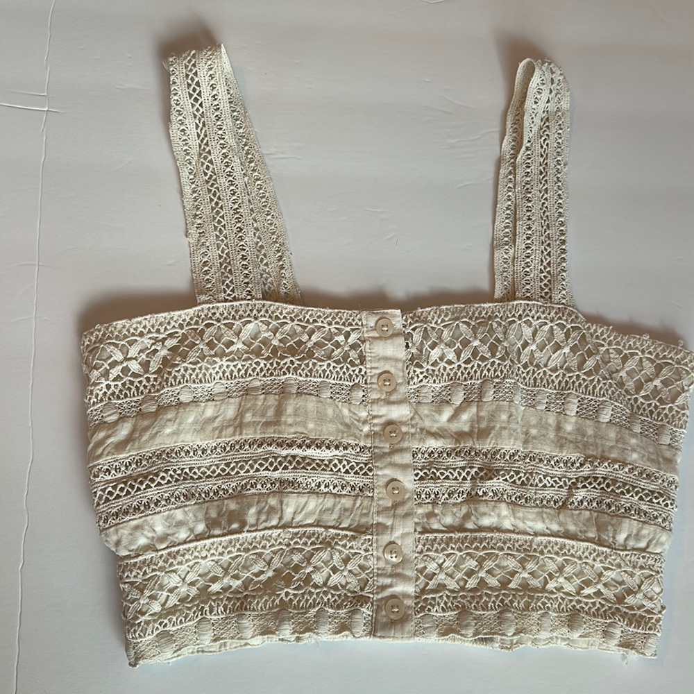 American Eagle cream knitted tank top